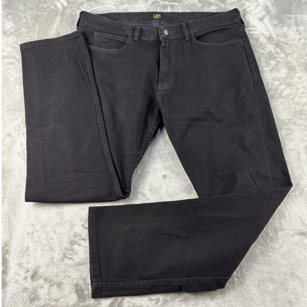 Lee Jeans Mens 36x30 Dungarees Slim Fit Black Stretch Denim EUC